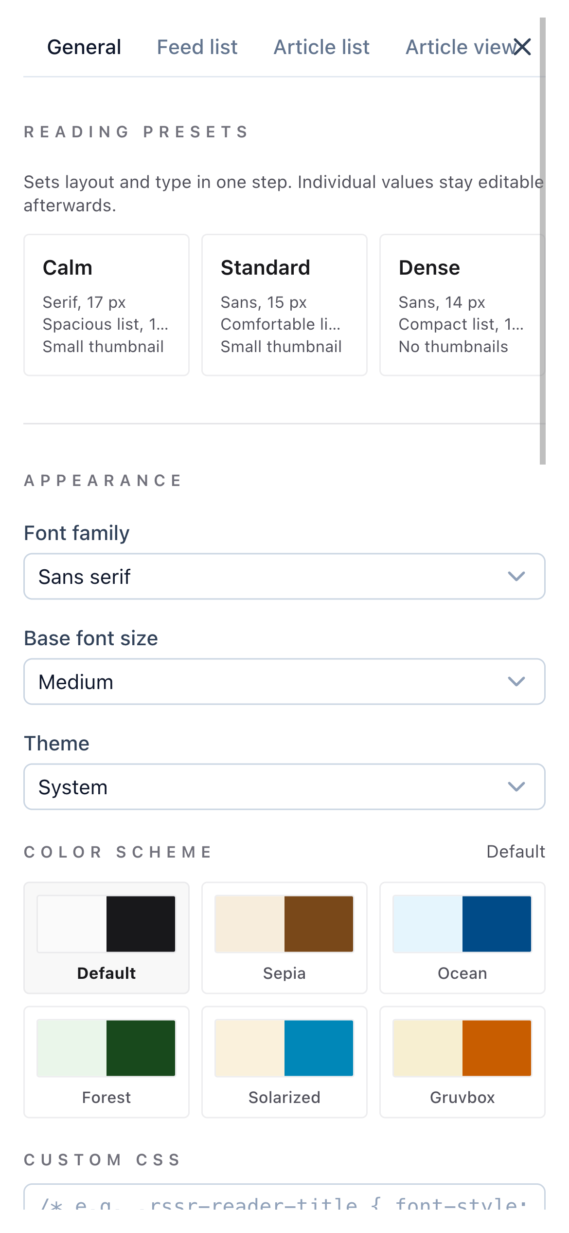 Mobile settings